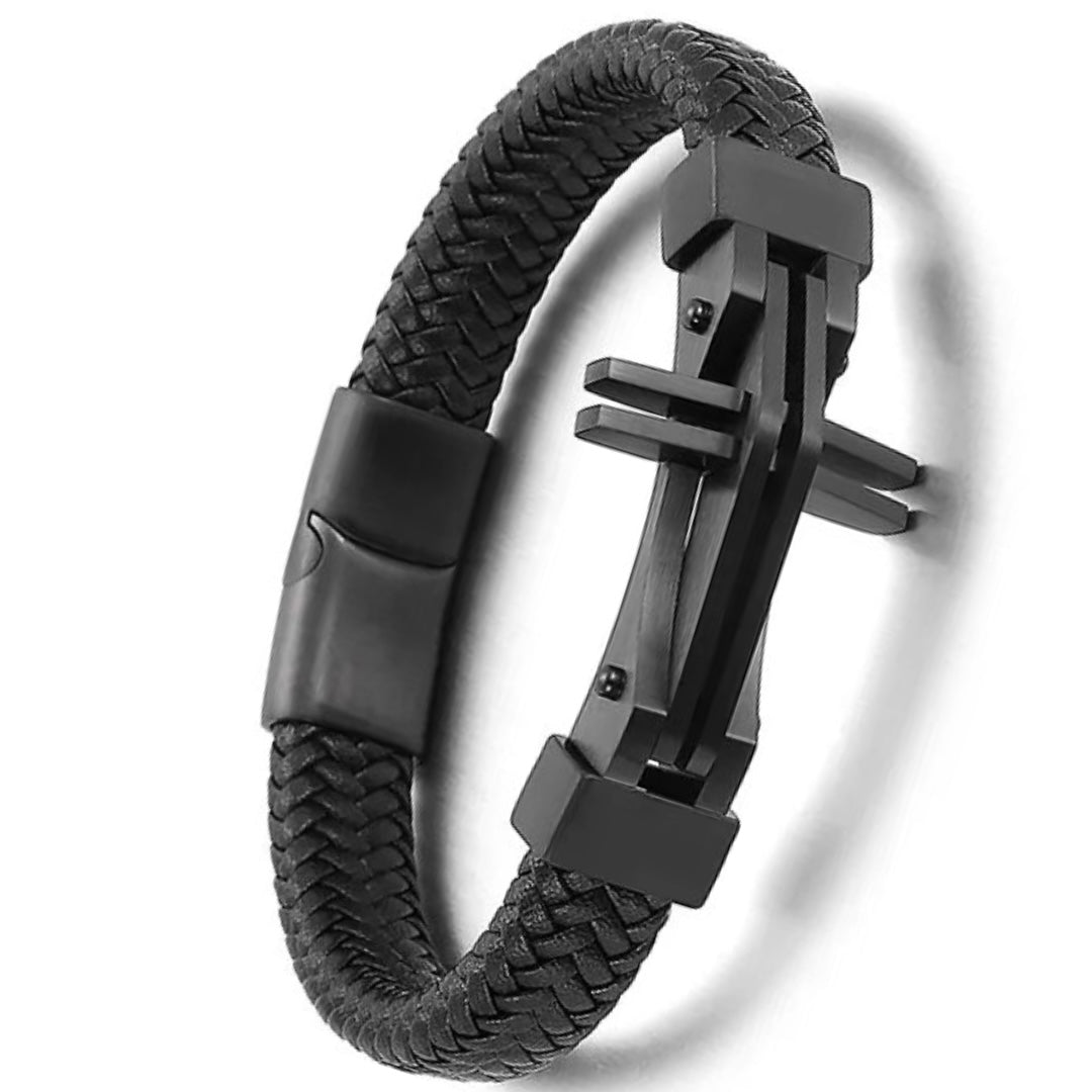 Edles Lederarmband - "Das Kreuz" (Echtleder)