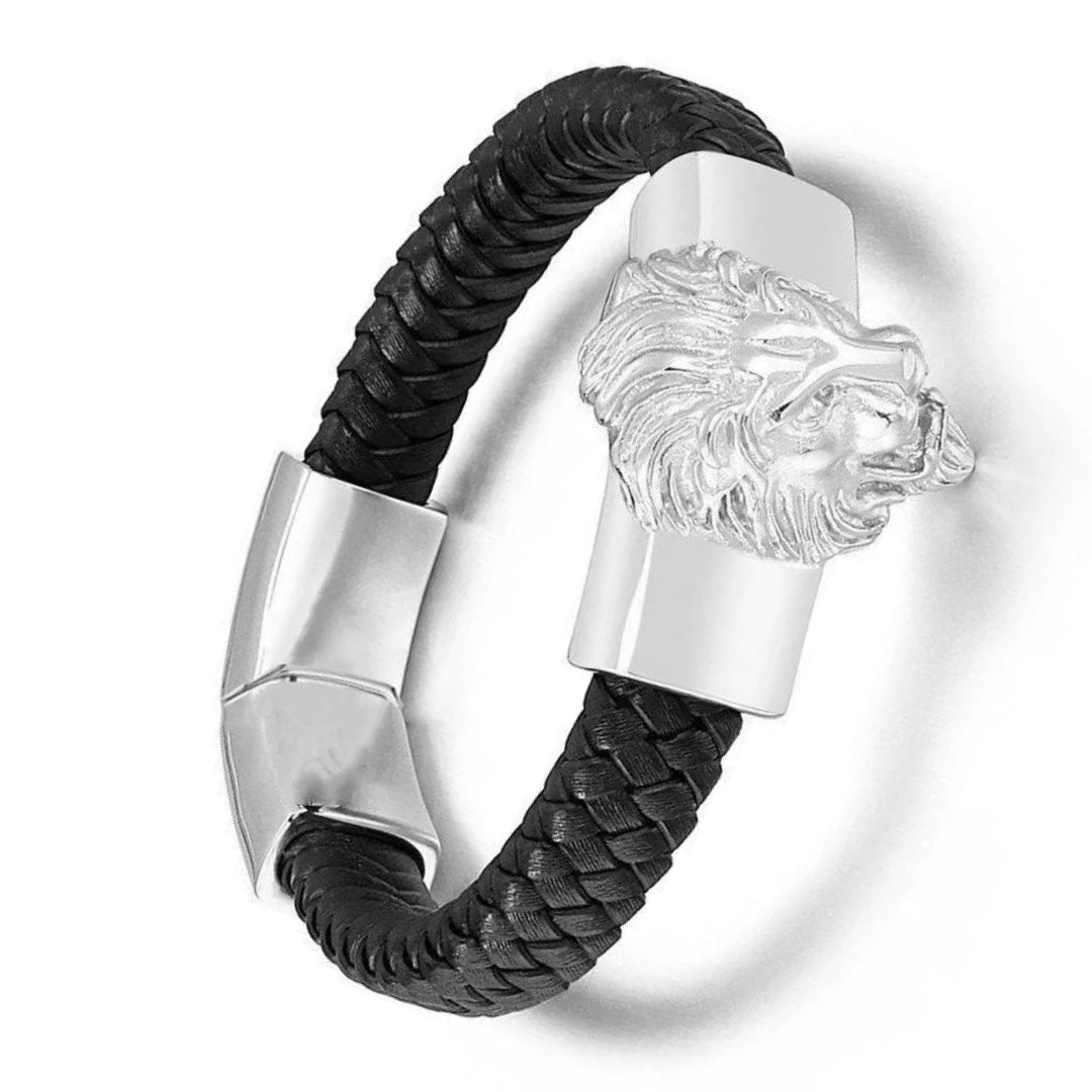 Geflochtenes Lederarmband - Löwe