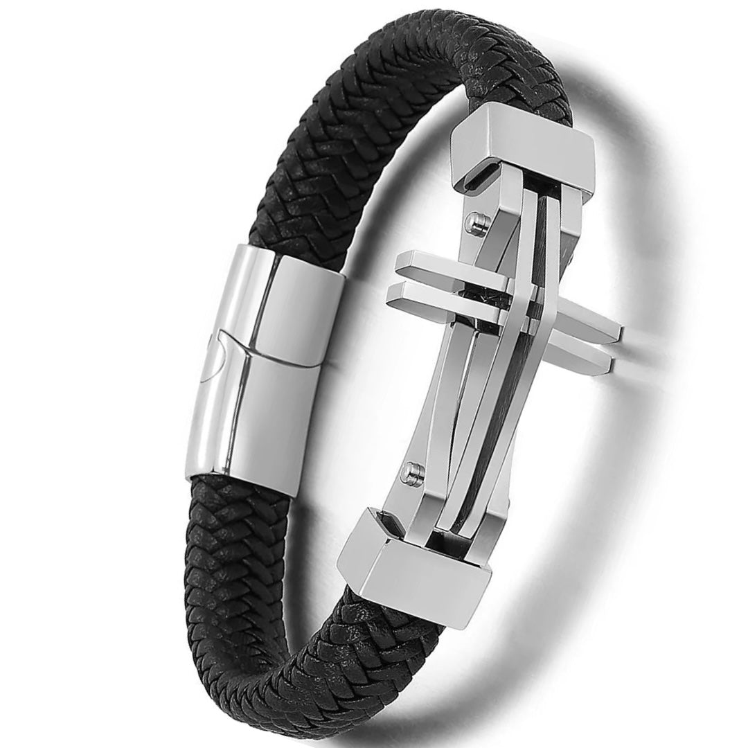 Edles Lederarmband - "Das Kreuz" (Echtleder)