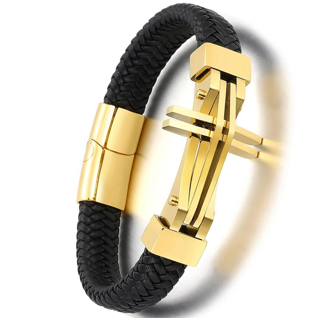 Edles Lederarmband - "Das Kreuz" (Echtleder)