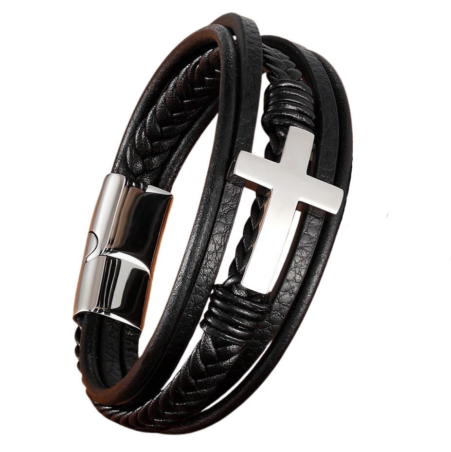 Kreuz - Lederarmband (Echtleder)