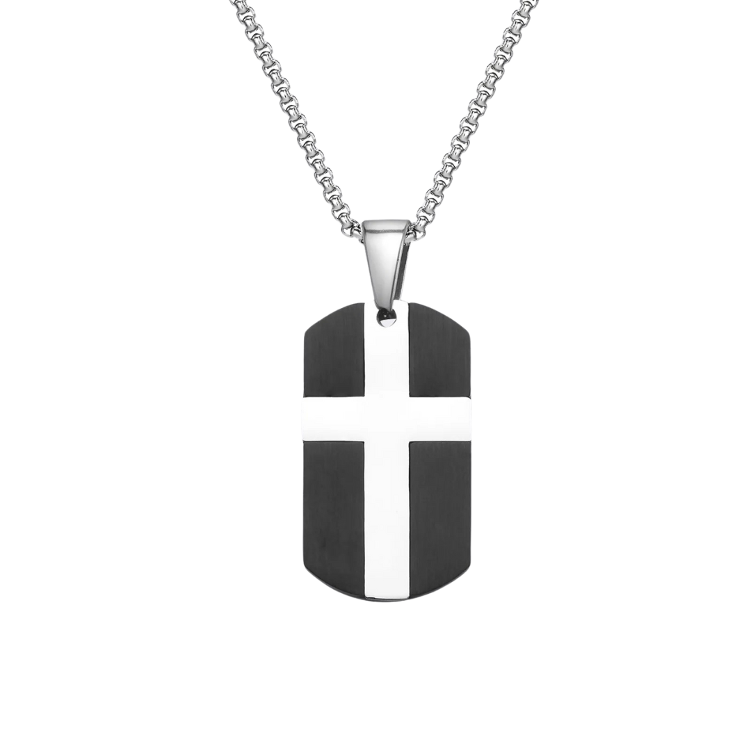 Black / Steel - Kreuz-Anhänger