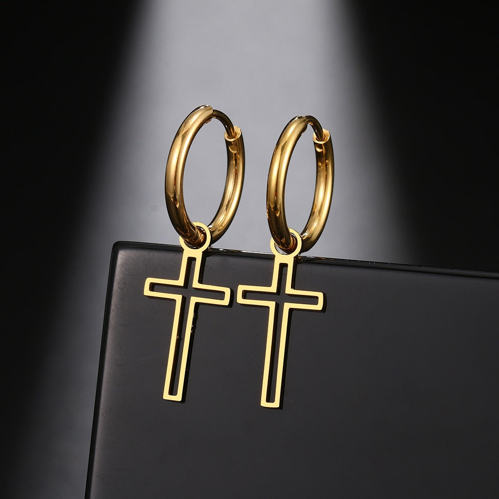 Schlichte Kreuz-Ohrringe aus Edelstahl