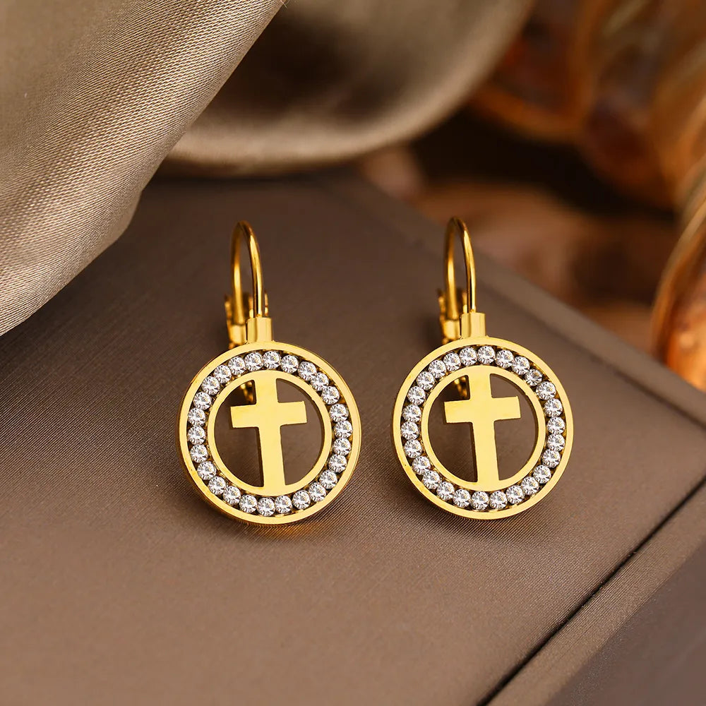 Glitzer-Steinchen - Kreuz-Ohrringe