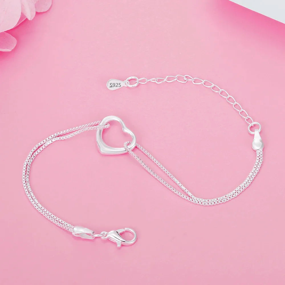 Herz-Armband aus 925er Sterling-Silber