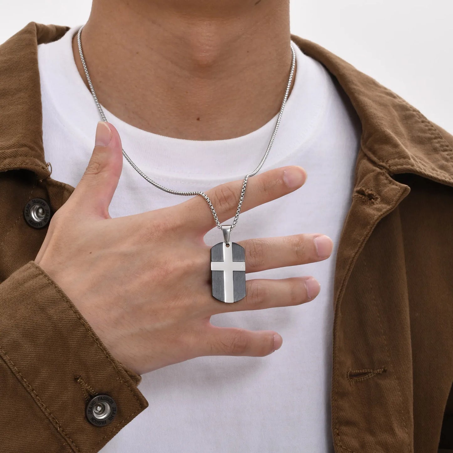 Black / Steel - Kreuz-Anhänger
