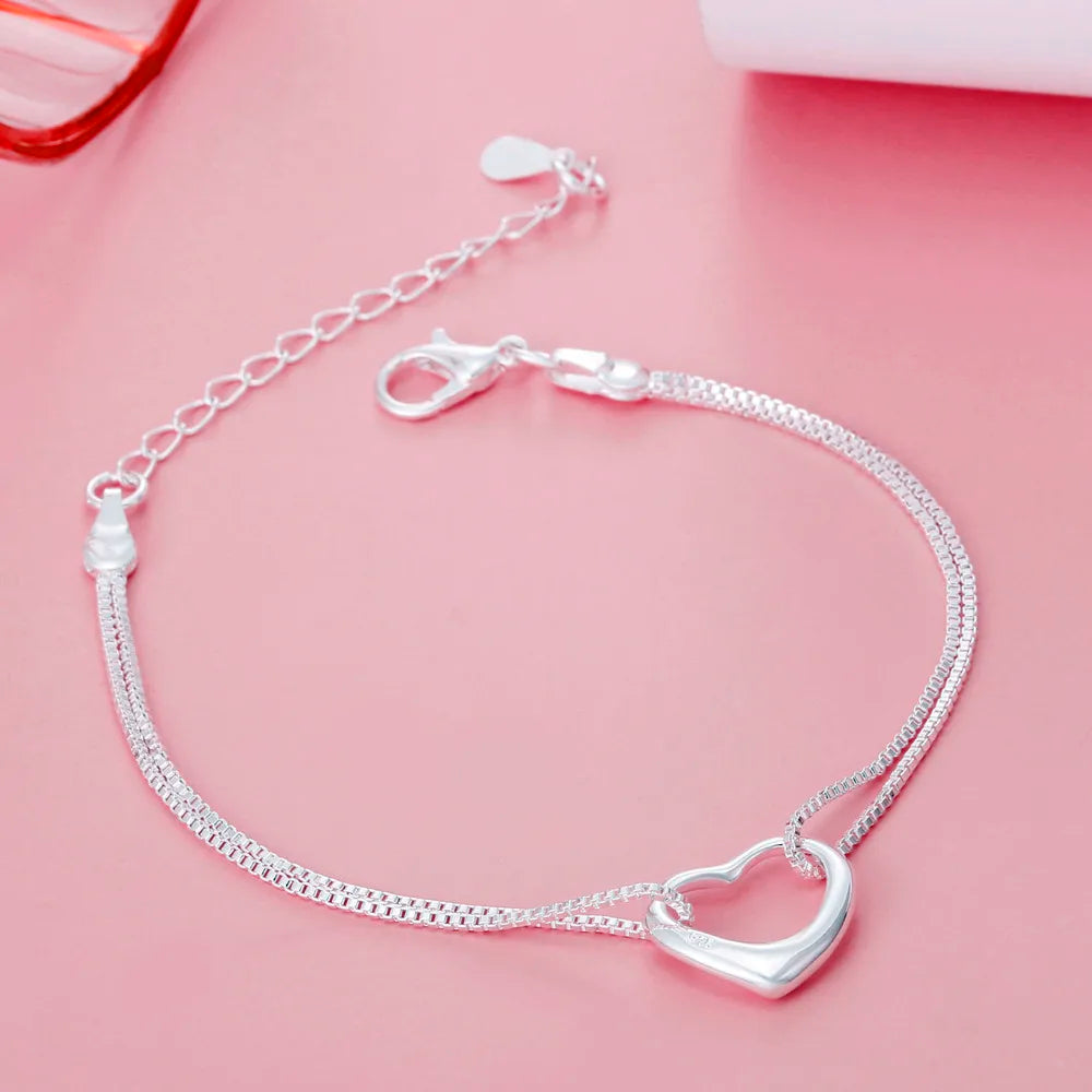 Herz-Armband aus 925er Sterling-Silber