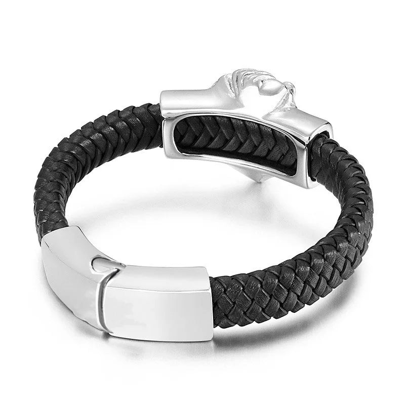 Geflochtenes Lederarmband - Löwe