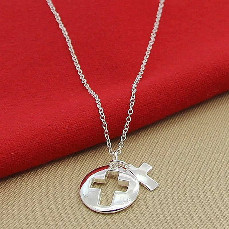 2-Teiliger Kreuz-Anhänger aus 925er Silber