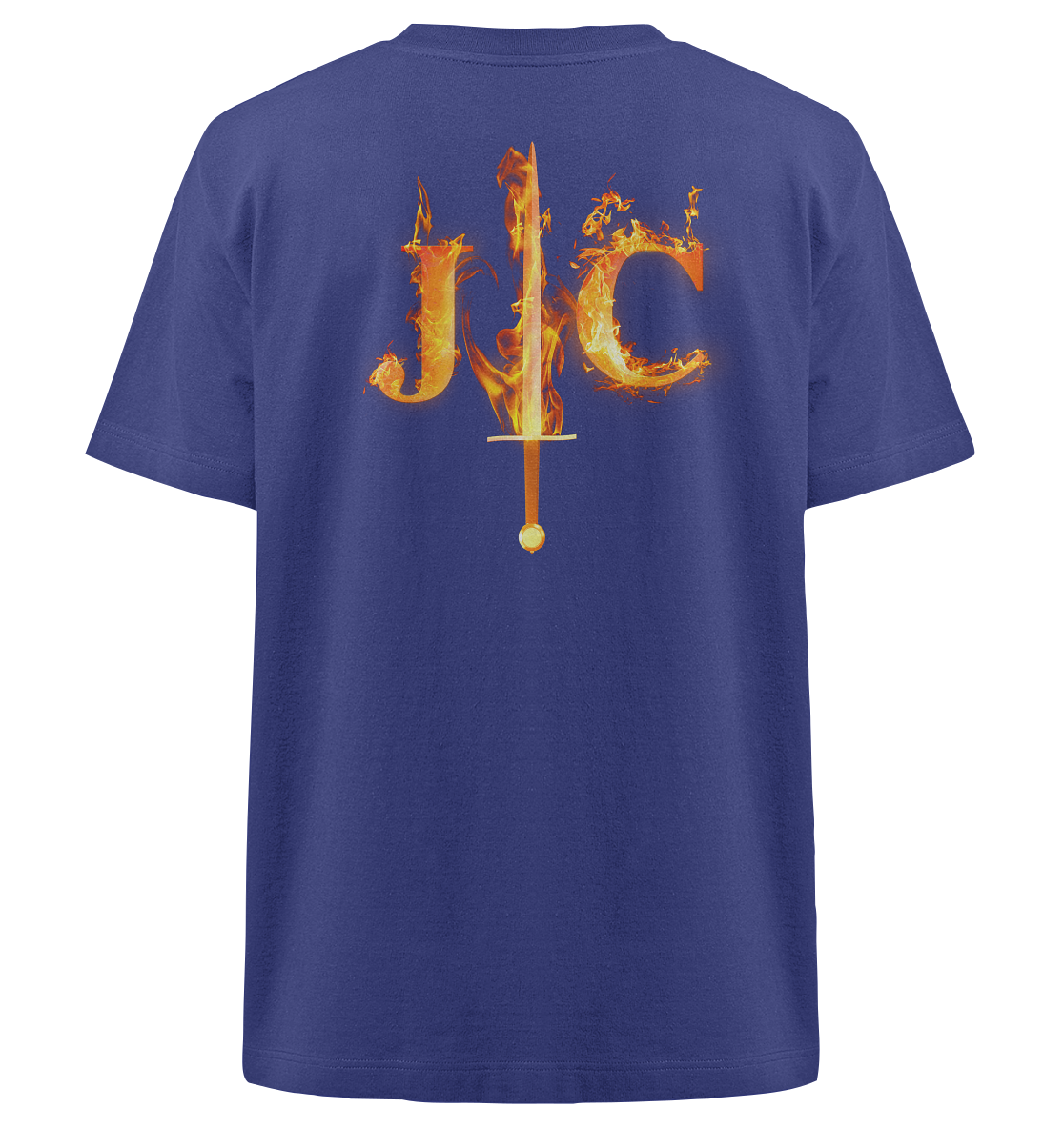JC - Feuer-Schwert - Heavy Oversized Shirt (Rücken)