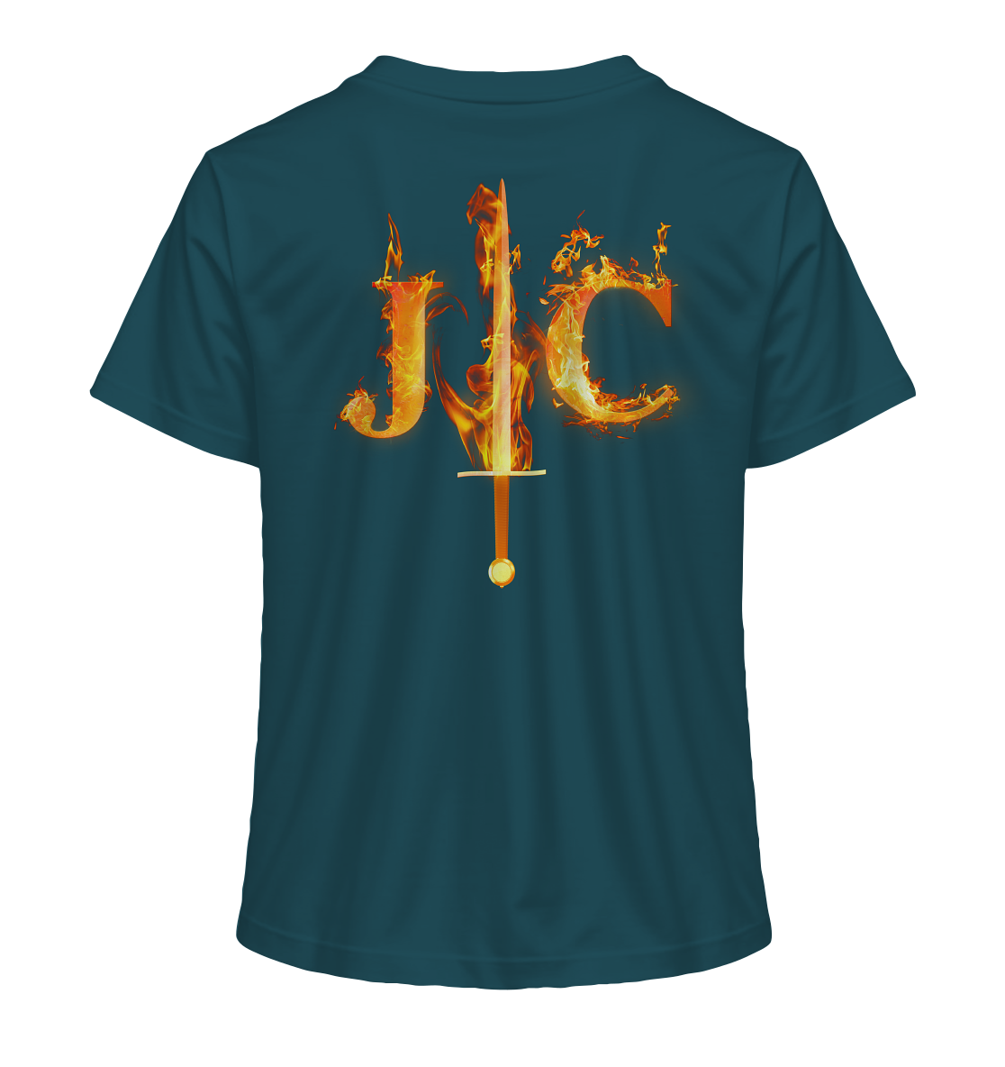 JC - Feuer-Schwert - Ladies Premium Shirt (Rücken)