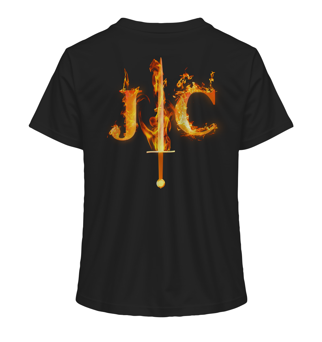 JC - Feuer-Schwert - Ladies Premium Shirt (Rücken)