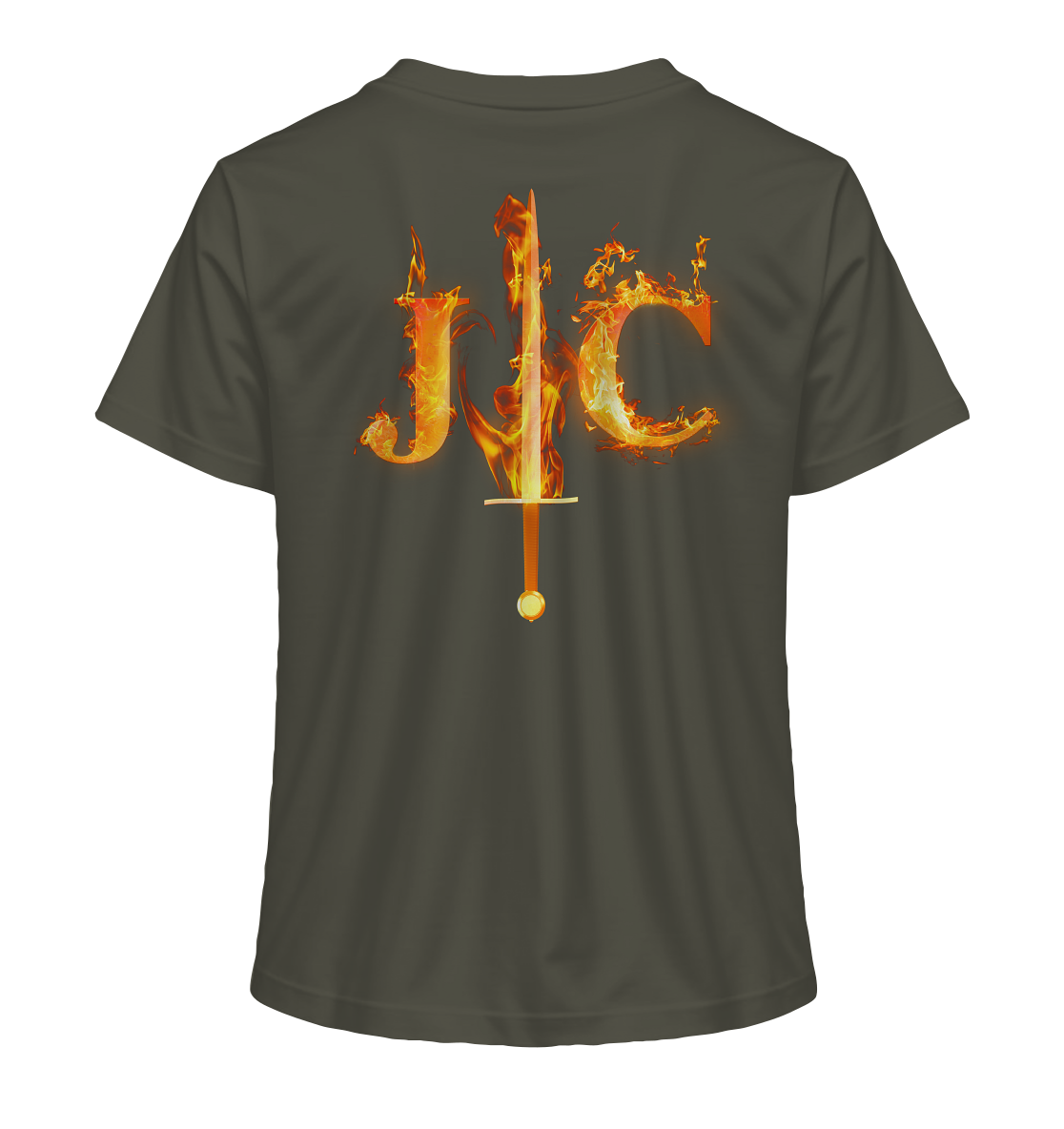 JC - Feuer-Schwert - Ladies Premium Shirt (Rücken)