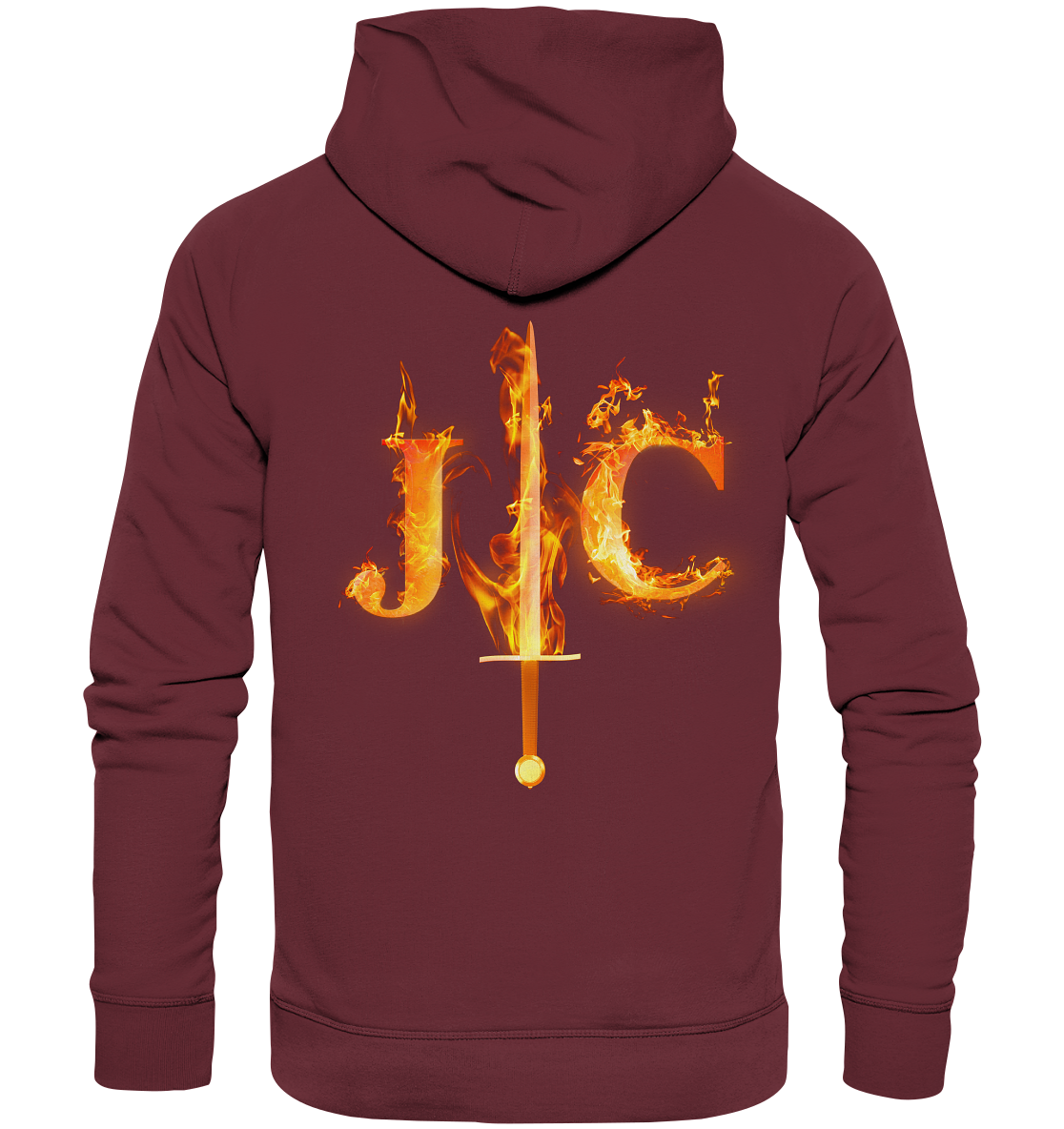 JC - Feuer-Schwert - Organic Basic Hoodie (Rücken)