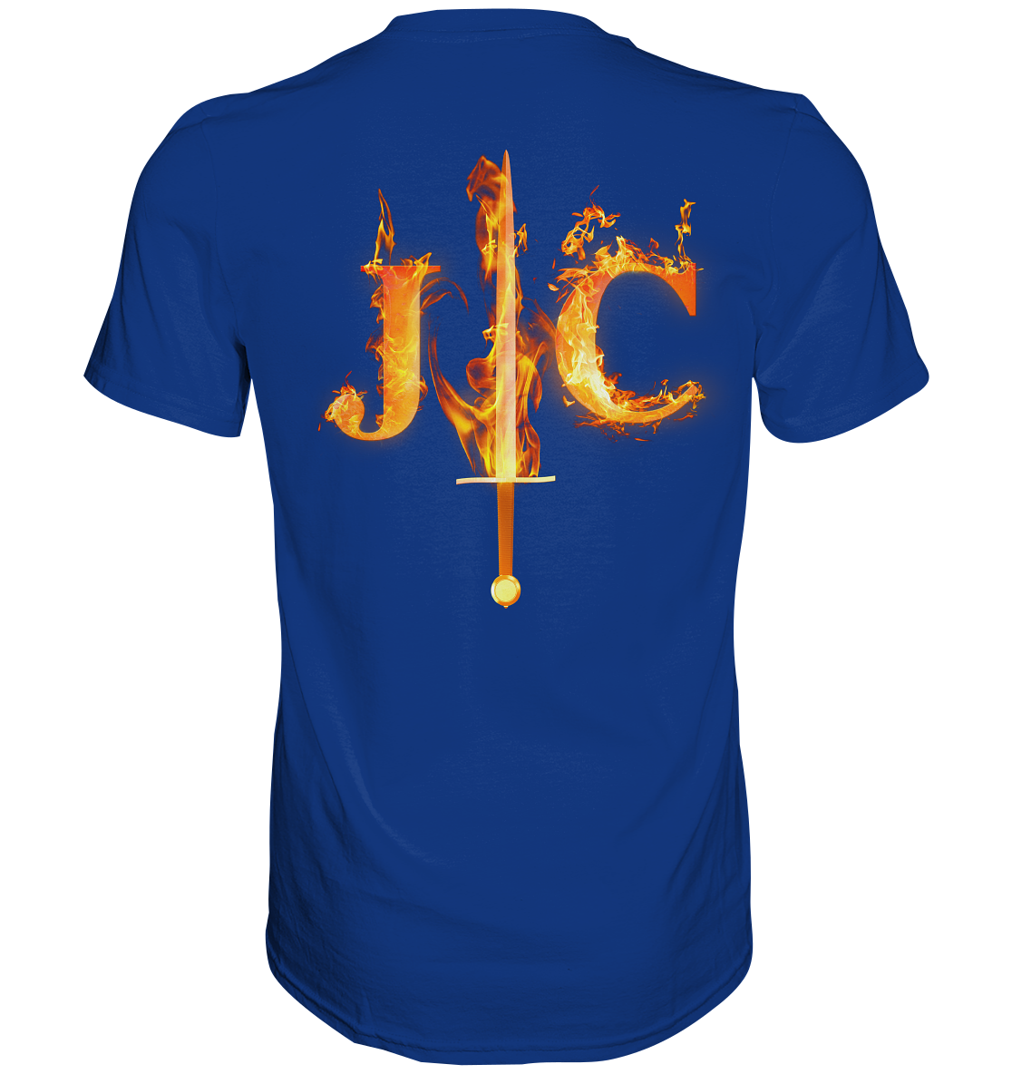 JC - Feuer-Schwert - Premium Herren Shirt (Rücken)
