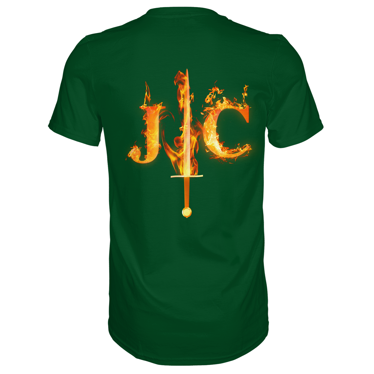 JC - Feuer-Schwert - Premium Herren Shirt (Rücken)