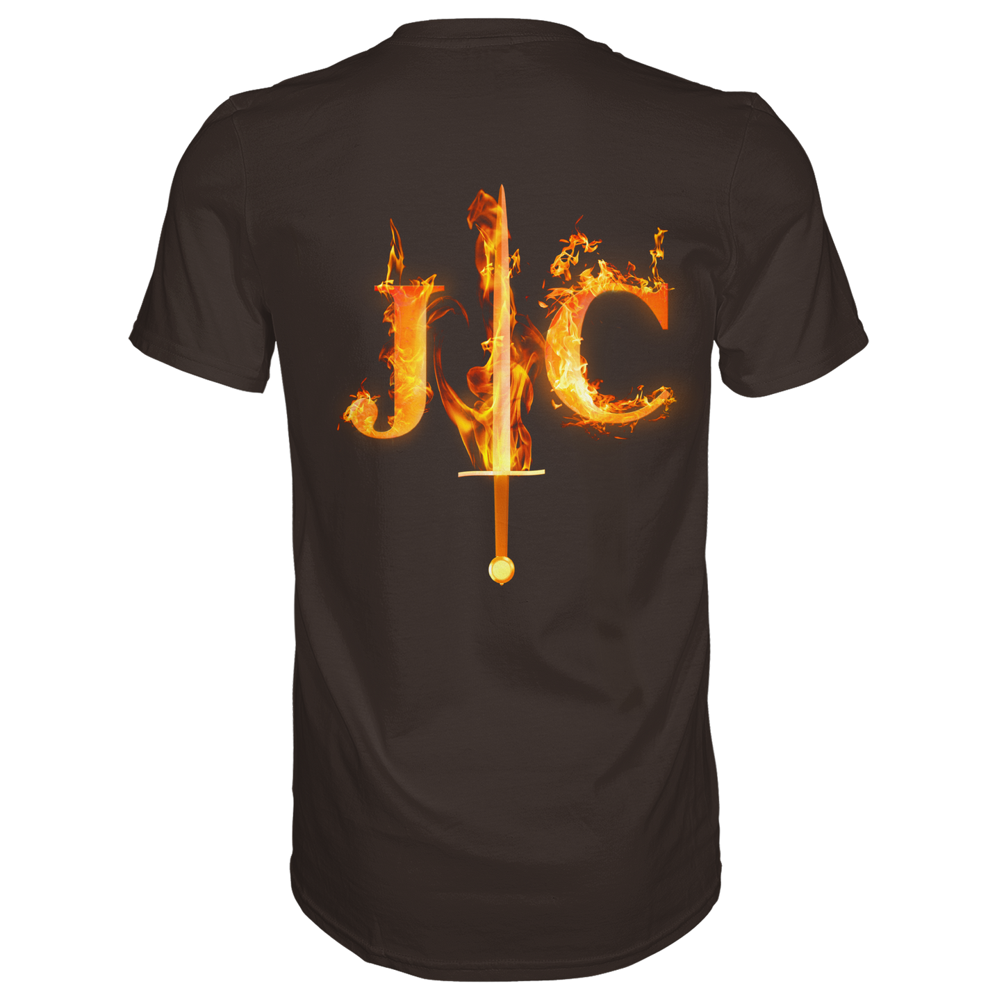JC - Feuer-Schwert - Premium Herren Shirt (Rücken)