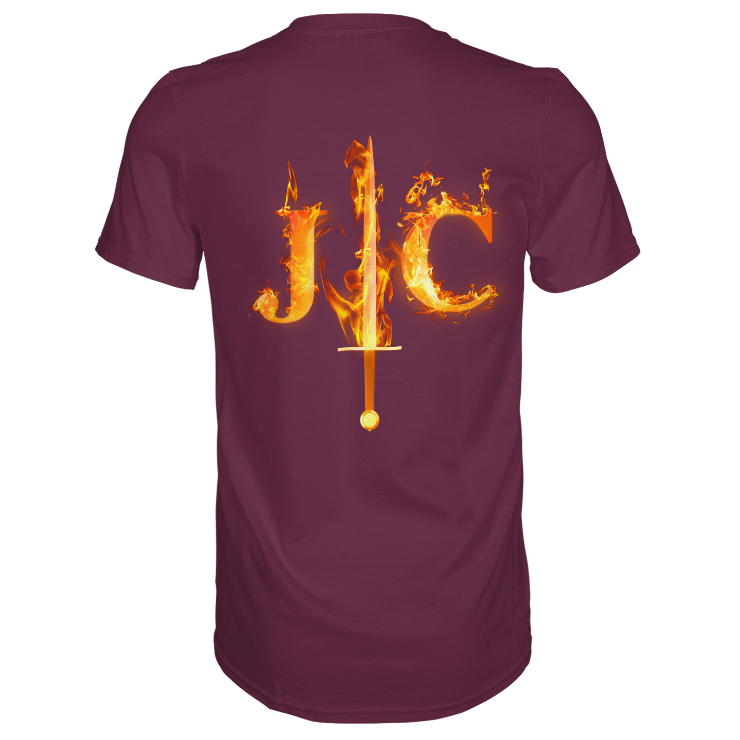 JC - Feuer-Schwert - Premium Herren Shirt (Rücken)