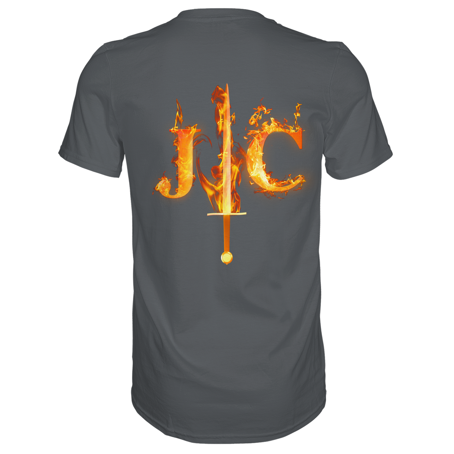 JC - Feuer-Schwert - Premium Herren Shirt (Rücken)