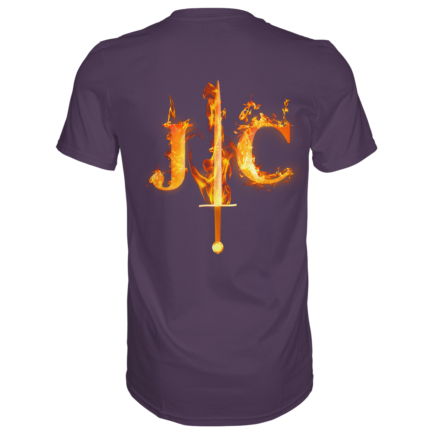 JC - Feuer-Schwert - Premium Herren Shirt (Rücken)
