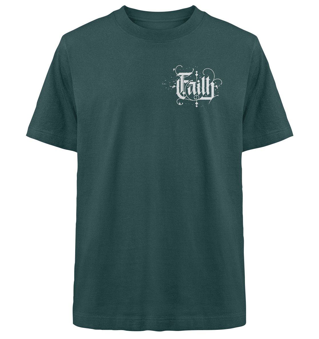 Faith (Kalligraphie)_weiß - Heavy Oversized Organic Shirt