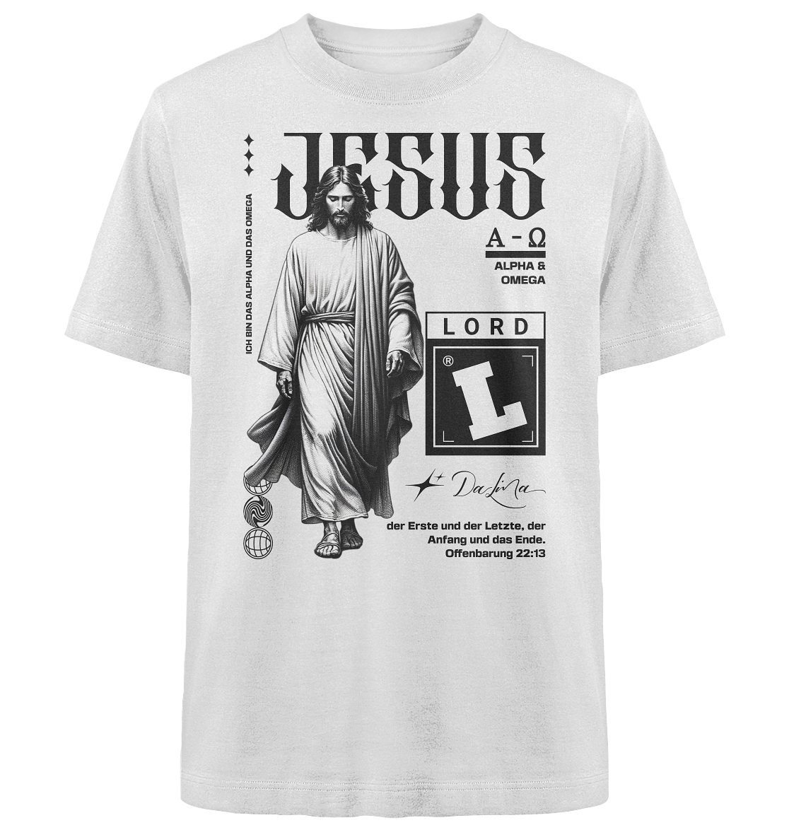 Jesus Alpha und Omega Oversized Shirt Vorderseite