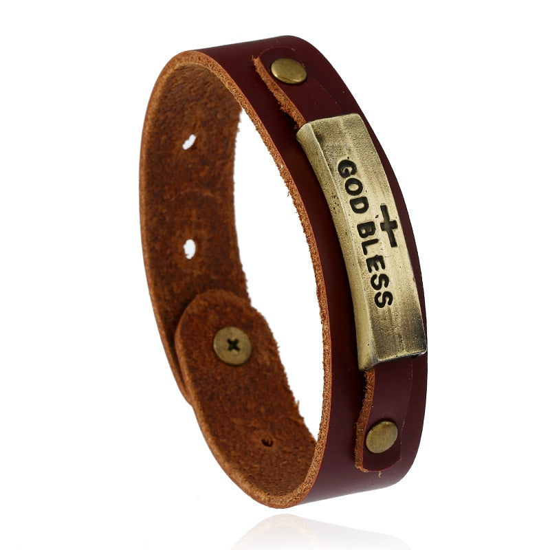 GOD BLESS Armband aus echtem Leder