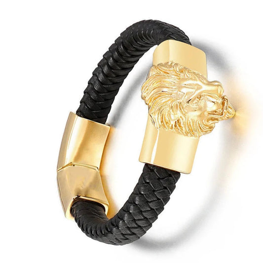 Geflochtenes Lederarmband - Löwe