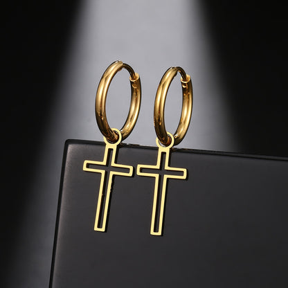 Schlichte Kreuz-Ohrringe aus Edelstahl