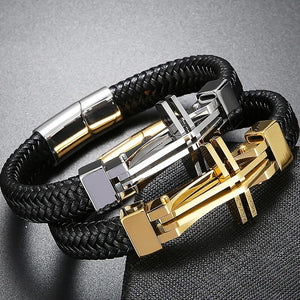 Bild in Slideshow öffnen, Edles Lederarmband - &quot;Das Kreuz&quot; (Echtleder)
