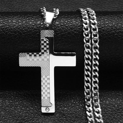 Kreuz-Kette mit feinen Gravur-Elementen