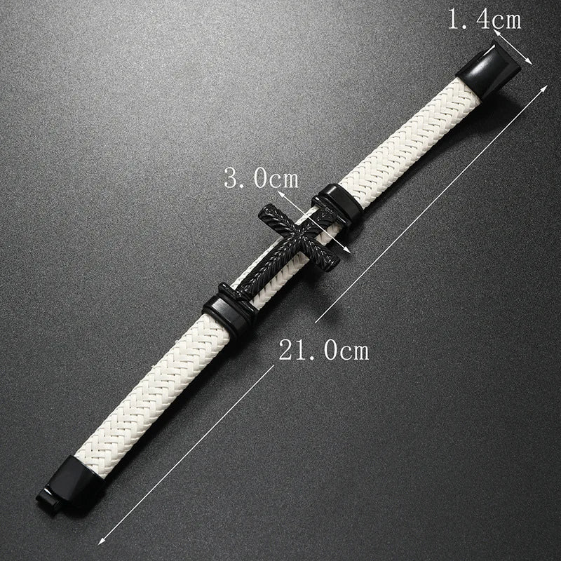 Urban Fusion - Geflochtenes Kreuz-Lederarmband