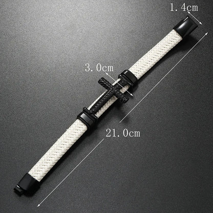 Urban Fusion - Geflochtenes Kreuz-Lederarmband