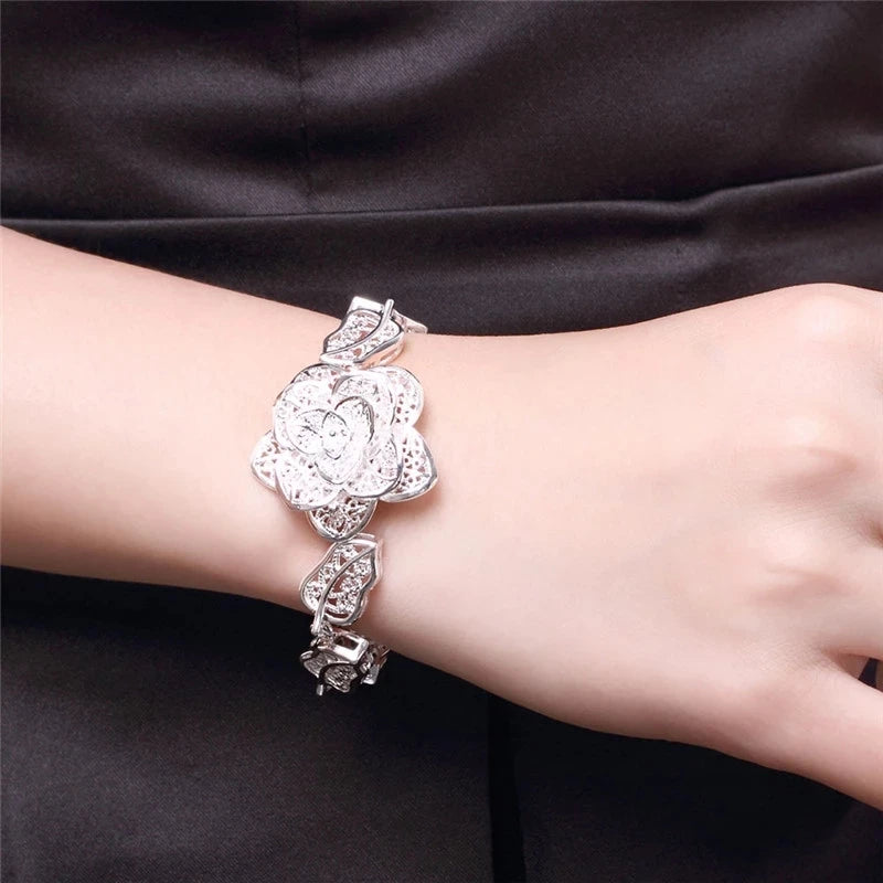 Filegrane Silberblume - Armband aus 925er Sterlingsilber