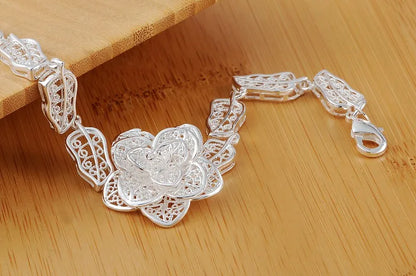 Filegrane Silberblume - Armband aus 925er Sterlingsilber