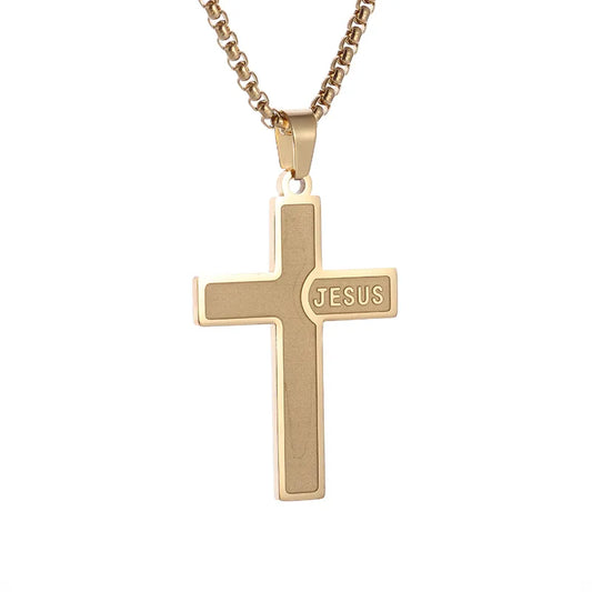 Kreuz-Kette mit glänzendem "JESUS" Schriftzug