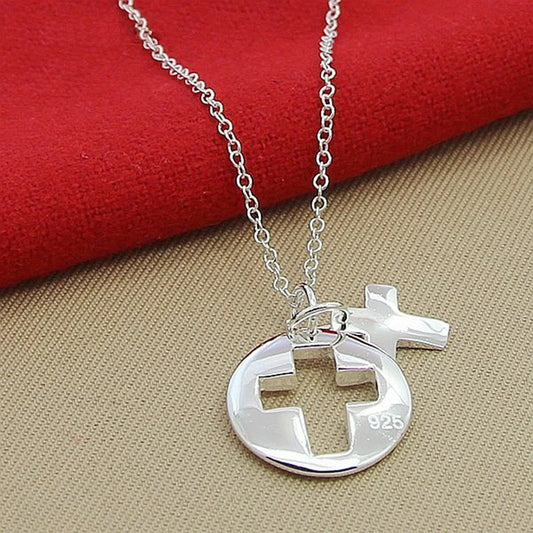 2-Teiliger Kreuz-Anhänger aus 925er Silber