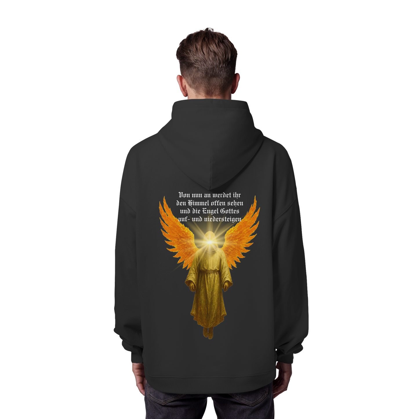 Engel für Sasha_leuchtendes Gesicht 1 - Organic Oversize Hoodie