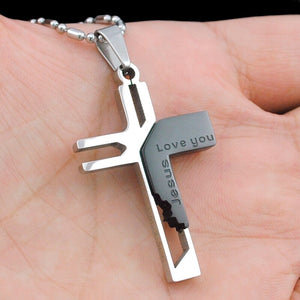 Kreuz-Kette mit der Gravur - "Jesus Love you"
